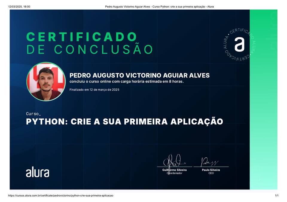 Certificado Python: primeira aplicação