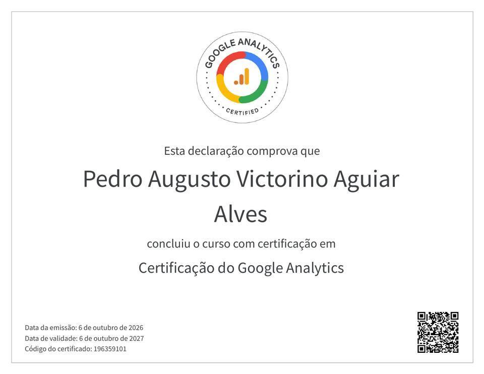 Certificado Google Analytics