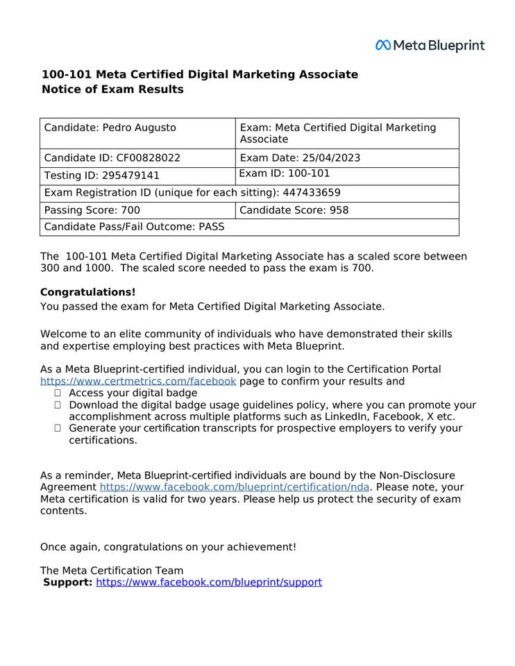 Certificado Digital Marketing Associate · 100-101