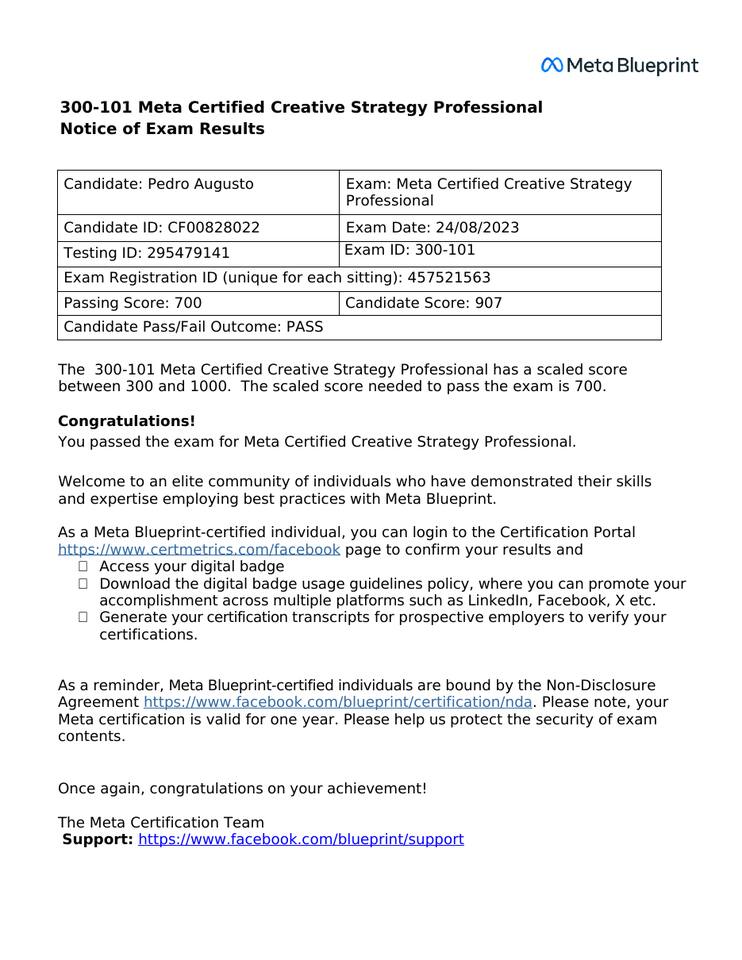 Certificado Creative Strategy Professional · 300-101