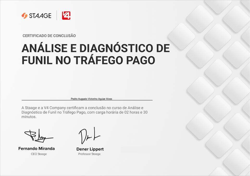 Certificado Análise e Diagnóstico de Funil